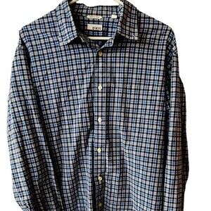 Nordstrom 1901 Plaid Button-Down Long-Sleeve Shirt size XL blue white black